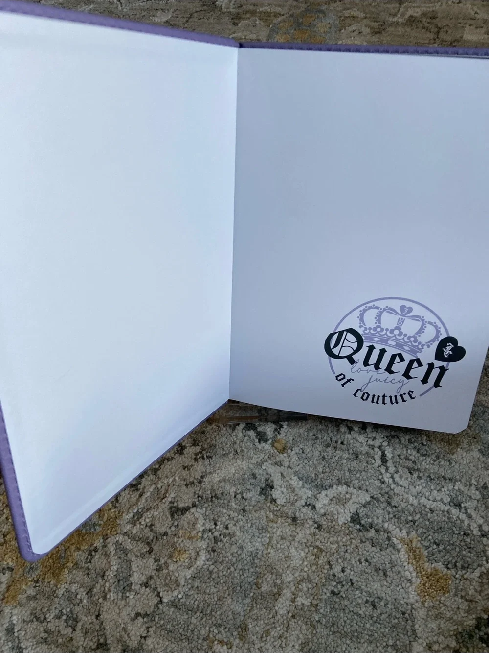 Juicy Couture Lavender Journal with Gold Crest Patch and Iridescent Pen
